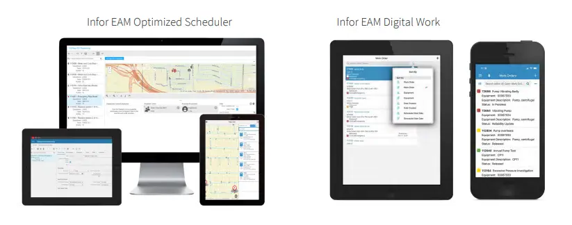 Infor EAM version 11.6.1 on various screens
